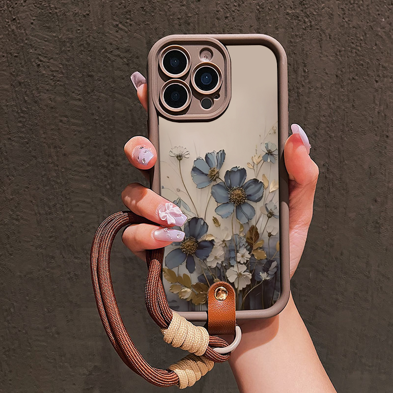 Phone Cases With Straps - Чехол для телефона с синим цветочным