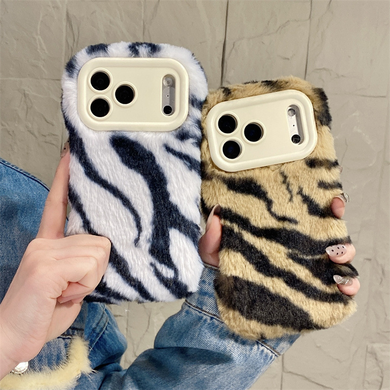 Phone Cases Protective - Роскошный плюшевый чехол с узором зебры