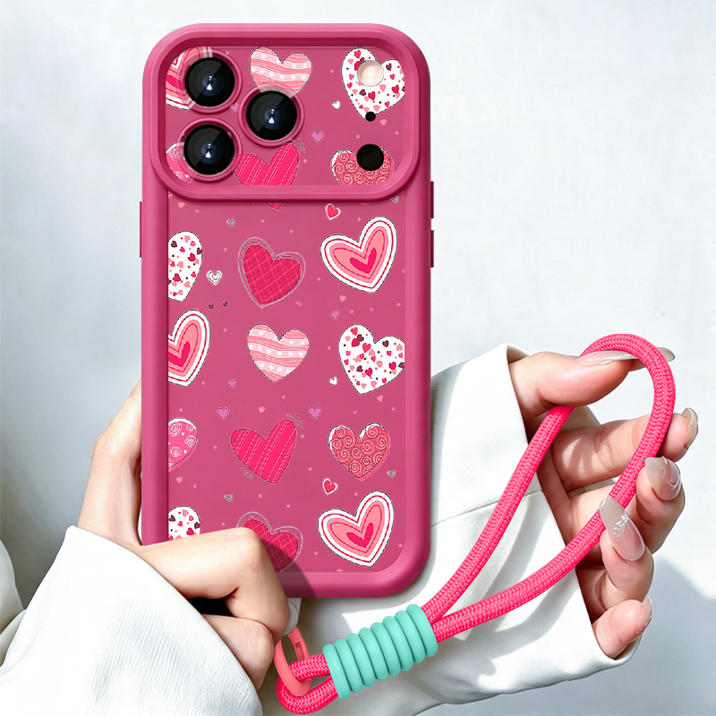 Phone Cases With Straps - Чехол с узором в виде сердечек