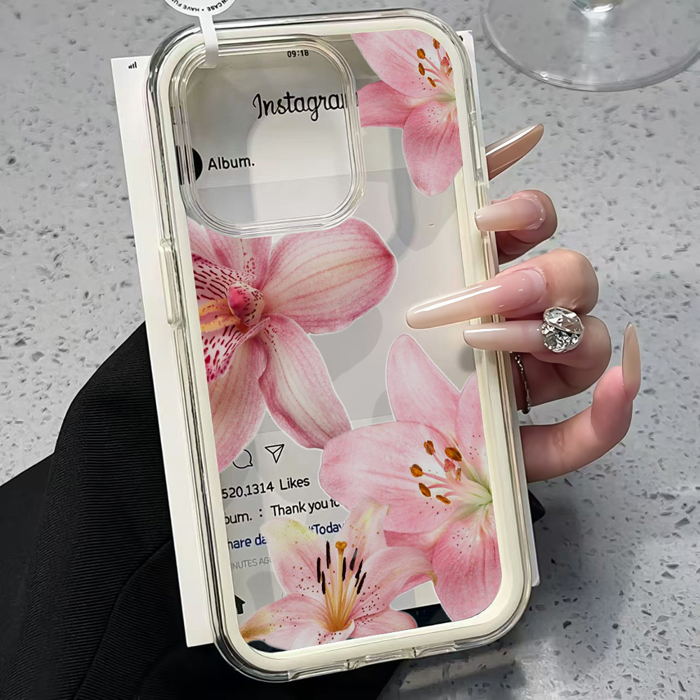 Phone Cases Protective - Прозрачный силиконовый чехол с розовой лилией