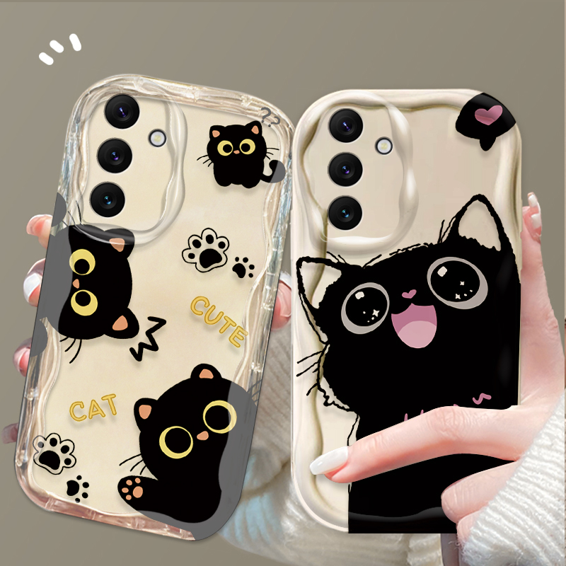 Phone Cases Samsung A14 - Чехол Cute Big Eyes Black Cat