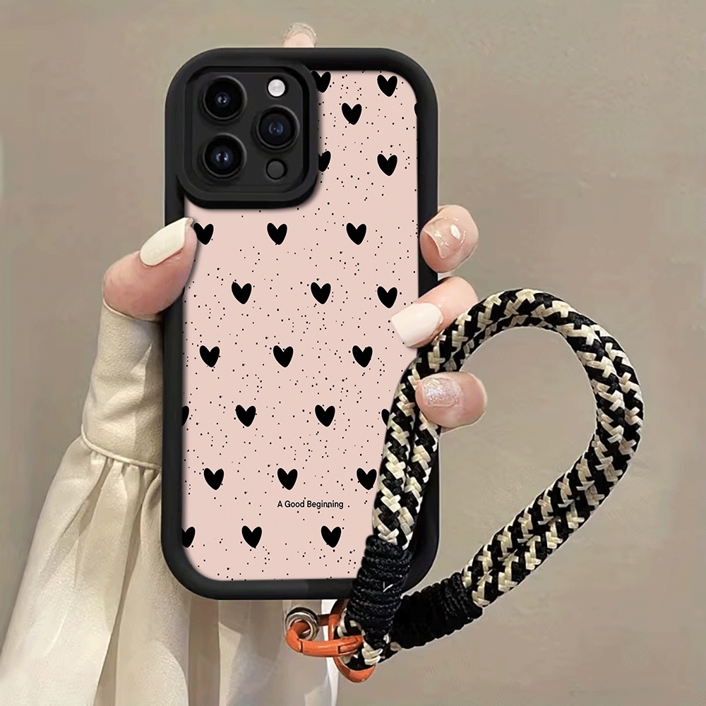 Phone Cases With Straps - Чехол для телефона с черными сердцами